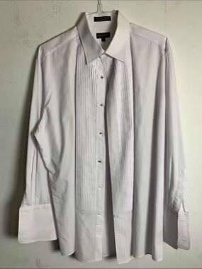 Milani Men’s White Pleated Bib Dress Shirt
